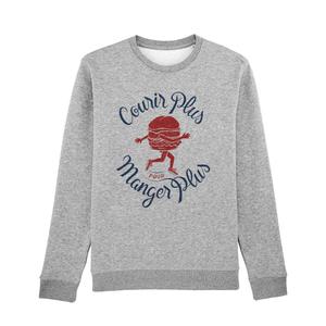 Sweat Femme - Courir Plus Pour Manger Plus - Gris Chiné - Taille XXL
