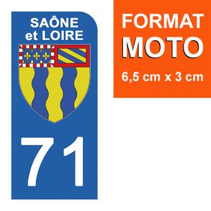1 sticker pour plaque d'immatriculation MOTO , 71 SAONE et LOIRE