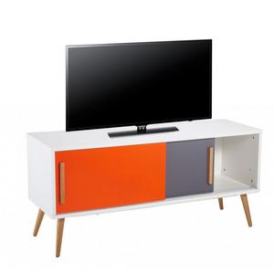 Meuble TV Blanc Vintage Orange et Gris