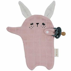 Doudou attache-sucette Lapin Rose Fabelab Coton Bio GOTS- Doudou