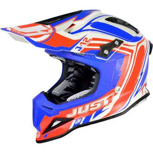 Just1 J12 Flame Casque MX, rouge-bleu, taille S