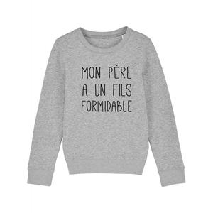 Sweat Enfant Mon Père A Un Fils Formidable - Gris Chiné - Taille 8 ans