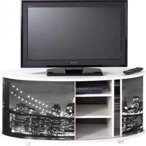 Meuble TV Blanc 110 cm Grand Ecran - Coloris - New York 500