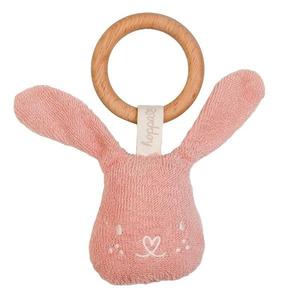 Hochet Lapin & Anneau de dentition Vieux rose Hoppa - Anneau de