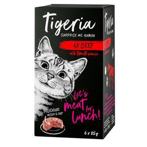 6x85g Tigeria bœuf à la sauce tomate - Pâtée pour chat
