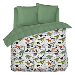 MEZO - Couette Imprimée Motifs Dinosaures 240x220 cm + 2 Taies d'oreiller 60x60 cm