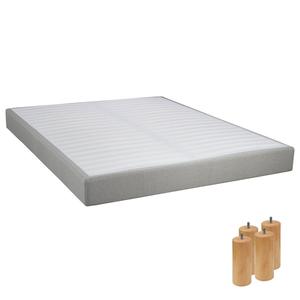 TAPIKIT - Sommier Tapissier Démontable 2x20 Lattes 140x190cm Lin + Pieds Bois 15cm