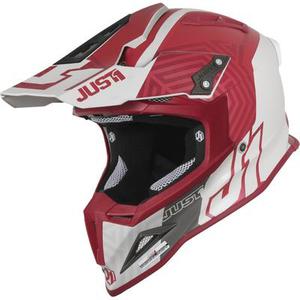 Just1 J12 Syncro Casque de motocross, blanc-rouge, taille S
