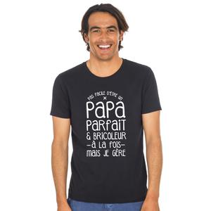 T-shirt Homme - Pas Facile D'être Un Papa Parfait & Bricoleur À La Fois Mais Je Gère - Noir - Taille S