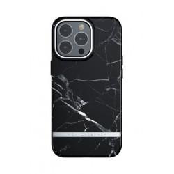 Richmond & Finch - Coque Rigide Black Marble Silver Details - Couleur : Noir - Modèle : iPhone 13 Pro