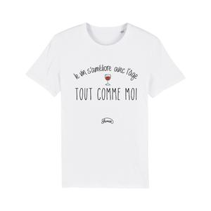 T-shirt Homme - Le Vin S'améliore - Blanc - Taille L