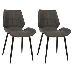 Cara - lot de 2 chaises simili cuir anthracite