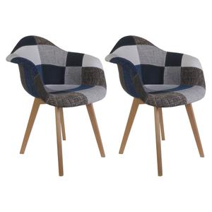 Damas - lot de 2 fauteuils patchwork bleu et gris