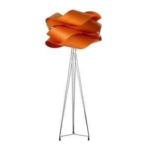 LINK-Lampadaire Trépied Chrome/Bois H177cm Orange