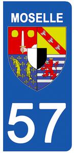 2 stickers pour plaque d'immatriculation Auto, 57 blason de la Moselle