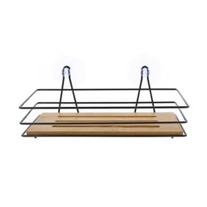 ÉTAGÈRE DE DOUCHE EN MÉTAL & BOIS AVEC VENTOUSES