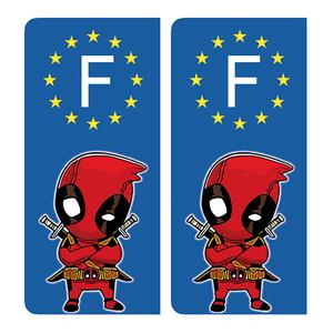 2 stickers pour plaque d'immatriculation Auto, DEADPOOL