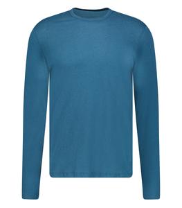 Majestic Filatures - Homme - L - Tee-shirt Col Rond Manches Longues Homme Coton et Cachemire Haute Mer - Bleu