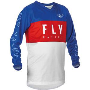 Fly Racing F-16 Maillot des jeunes, blanc-rouge-bleu, taille M