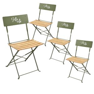 MALAM - Lot de 4 Chaises Pliantes Kaki Motif Bella Vita