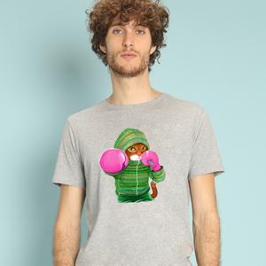 T-shirt Homme - Boxing Cat Ginger - Gris Chine - Taille M