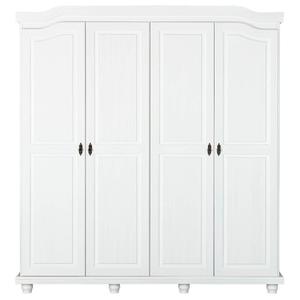 NEDER - Armoire 4 Portes Bois Massif Blanc