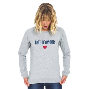 Sweat Femme - Tata D'amour - Gris Chiné - Taille XXL