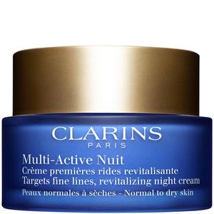 Clarins Multi-Active Nuit Crème Premières Rides Revitalisante - Peaux Normales à Sèches Soin Visage Pot 50ml