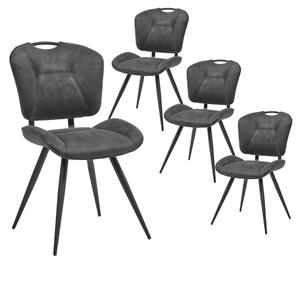 Prila - lot de 4 chaises matelassées tissu gris