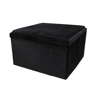 Pooja - pouf-coffre pliable velours noir