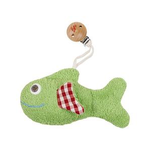 Hochet Clip Poisson Vert Vichy Efie 15 cm - Hochet Coton Bio GOTS