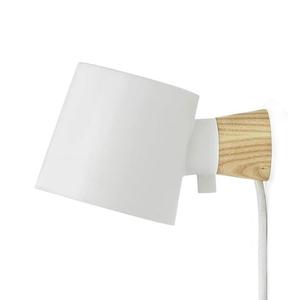 RISE-Applique murale Acier/Bois avec câble L17cm Blanc