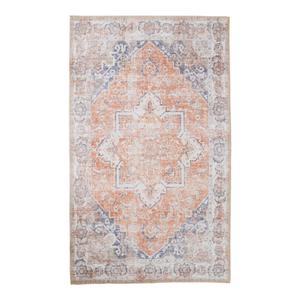 COLABA - Tapis Blanc 200x300cm avec Motifs Orange et Bleu