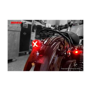KOSO LED feu arrière GT-02S, avec support, verre rouge, noir