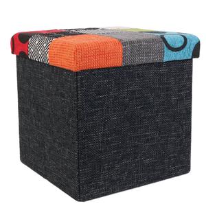 KERAVA - Pouf-Coffre Pliable Motif Patchwork