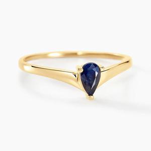 Bague Solitaire Goutte Or Jaune Saphir