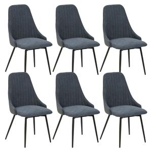UNDY - Lot de 6 Chaises Pivotantes Tissu Bleu