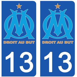2 stickers pour plaque d'immatriculation Auto, 13, Olympique Marseillais, OM edition Limitée 100 ex.