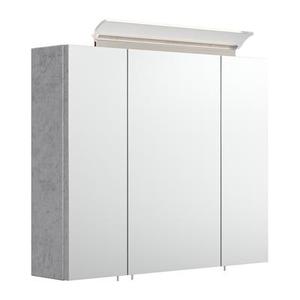 Armoire de toilette avec miroirs et Lampe LED acrylique 75cm en Aspect Béton