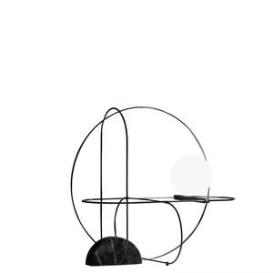 SETAREH GLASS MEDIUM-Lampe à poser ronde avec dimmer Ø48cm Noir
