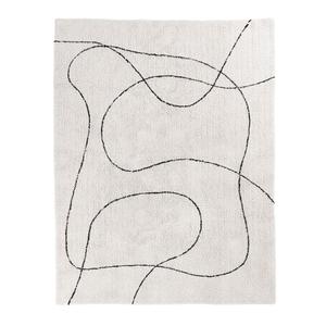 LAZZA - Tapis 160x230cm 100% Coton Blanc Lignes Noires
