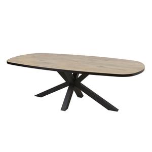 CANYON - Table Ovale 200cm Aspect Bois Piètement Etoile Métal Noir