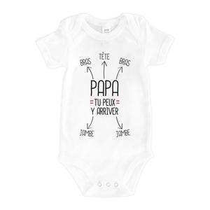 Body - Papa Tu Peux Y Arriver - Blanc - Taille 3/6 mois