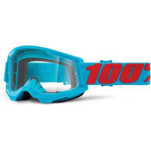 100% Strata 2 Clear Lunettes de motocross, rouge-bleu