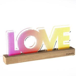 LOVE-Lampe à poser LED Bois L43cm Multicolore