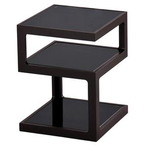 CUBIKA - Chevet Noir 3 Niveaux Plateaux en Verre
