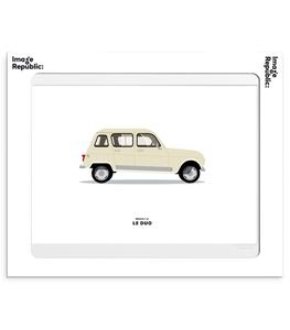 Image Republic - Affiche Le Duo Voiture Renault 4L beige 40 x 50 cm