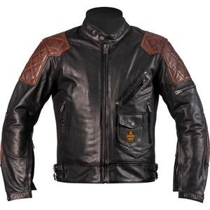 Helstons Chuck Veste en cuir de moto, noir-brun, taille M