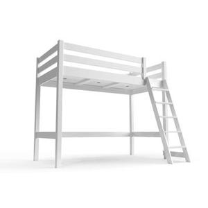 Lit mi-hauteur 90x200 bois ABC avec échelle inclinée 90x200 Blanc