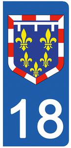 2 stickers pour plaque d'immatriculation Auto, 18 Cher